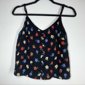 Madewell Pressed Flower Black/Relaxed Button Down Cami Size 0